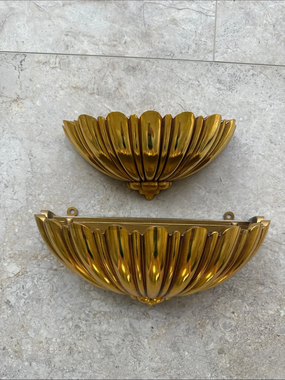 Vintage Syroco Hollywood Regency Style Wall Pockets Set of 2 Marked 1962.